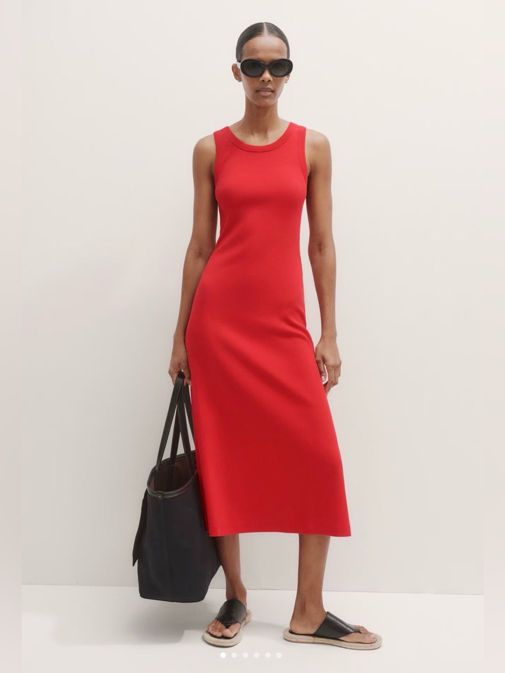 Me + Em Red Rib Tank Midi Dress